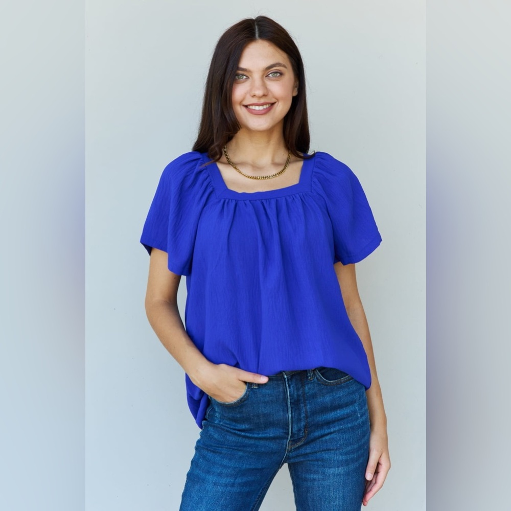 Ninexis Keep Me Close Square Neck Short Sleeve Blo